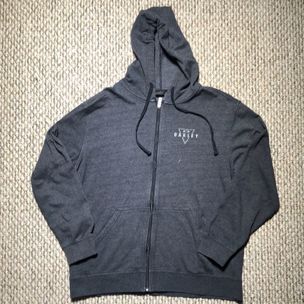 Vintage Distressed Oakley Zip-Up Hoodie | Large